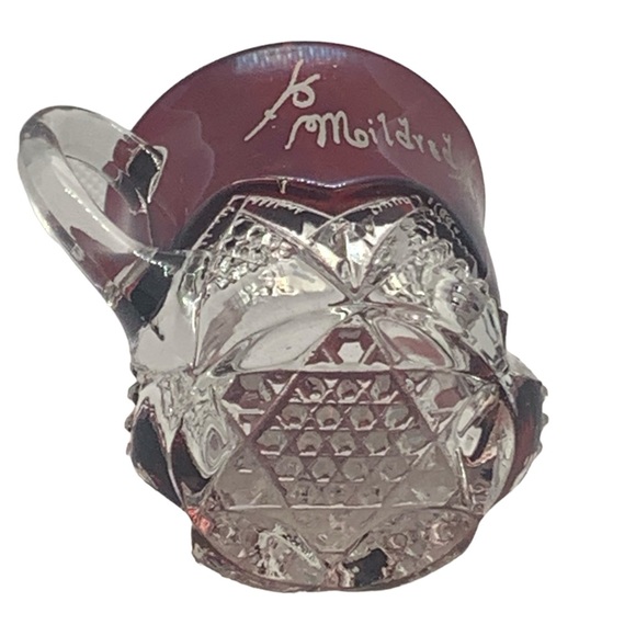 Antique Ruby Red World’s Fair Souvenir Glass Cup Creamer Crystal Base 1903 - Picture 5 of 12